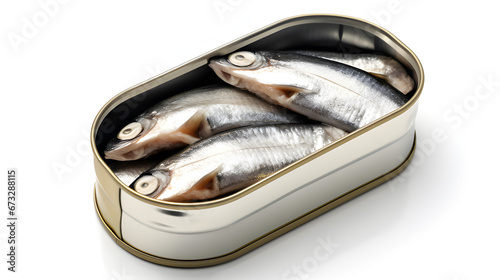 Tinned Fish isolated on white background. Tinned Fish, fish,