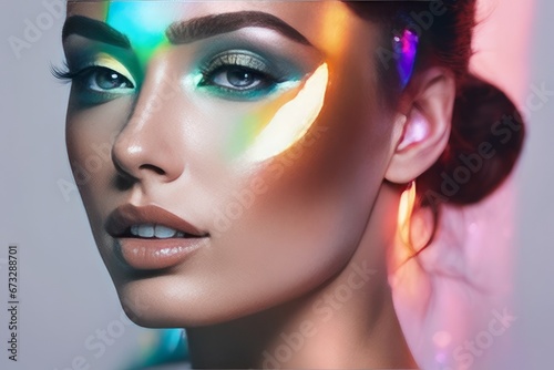 portrait of a beautiful woman with colorful make - up.portrait of a beautiful woman with colorful make - up.young beautiful woman in bright makeup