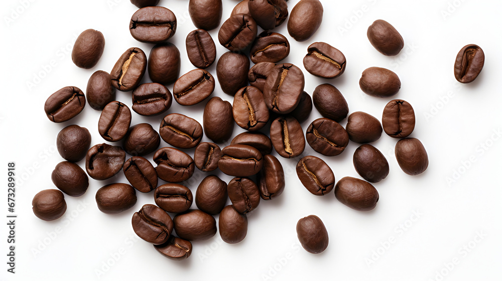 Fototapeta premium Coffee seed, coffee beans, roasted coffee bean isolated on white background.
