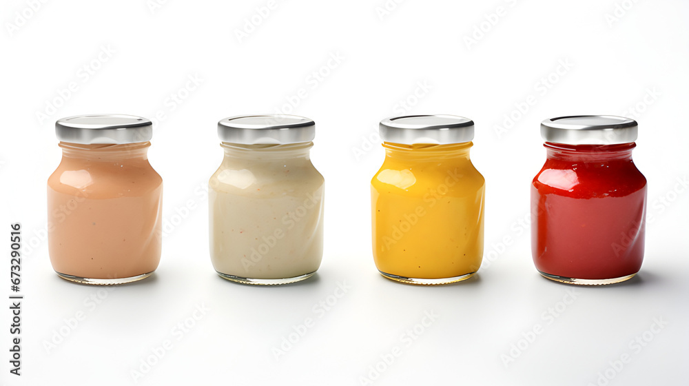 Sauces, White sauce, cheese sauce, Red sauce, Mustard sauce, Ketchup, Chili garlic. Sauces, White sauce, cheese sauce, Red sauce, Mustard sauce, Ketchup, Chili garlic.