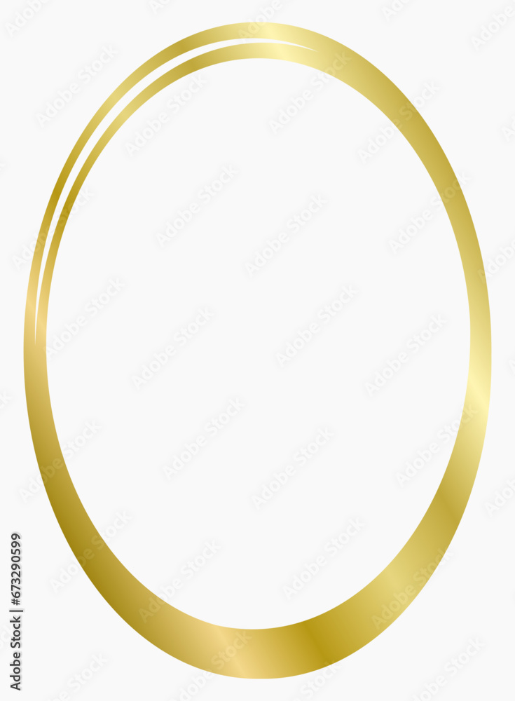 Golden metal oval frame isolated on white. Vector frame for photo. Frame for text, certificate, pictures, diploma Golden metal oval frame isolated on white. Vector frame for photo. Frame for text, certificate, pictures, diploma