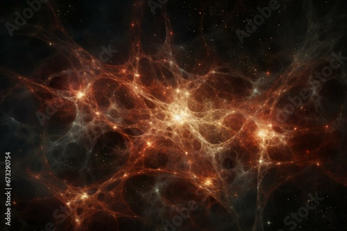Luminous nebula akin to intricate neurons  emanating gas and light tendrils in all directions. Generative AI