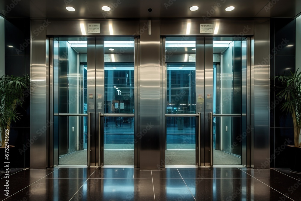 Elevator Swing Doors at business building. Elevator Swing Doors at business building.