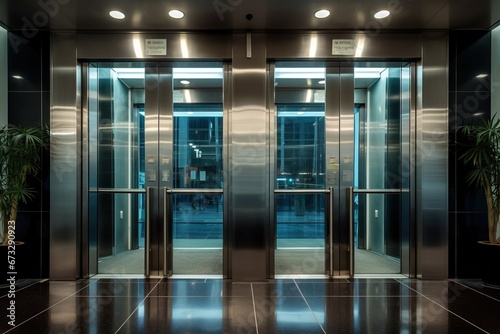 Elevator Swing Doors at business building. photo