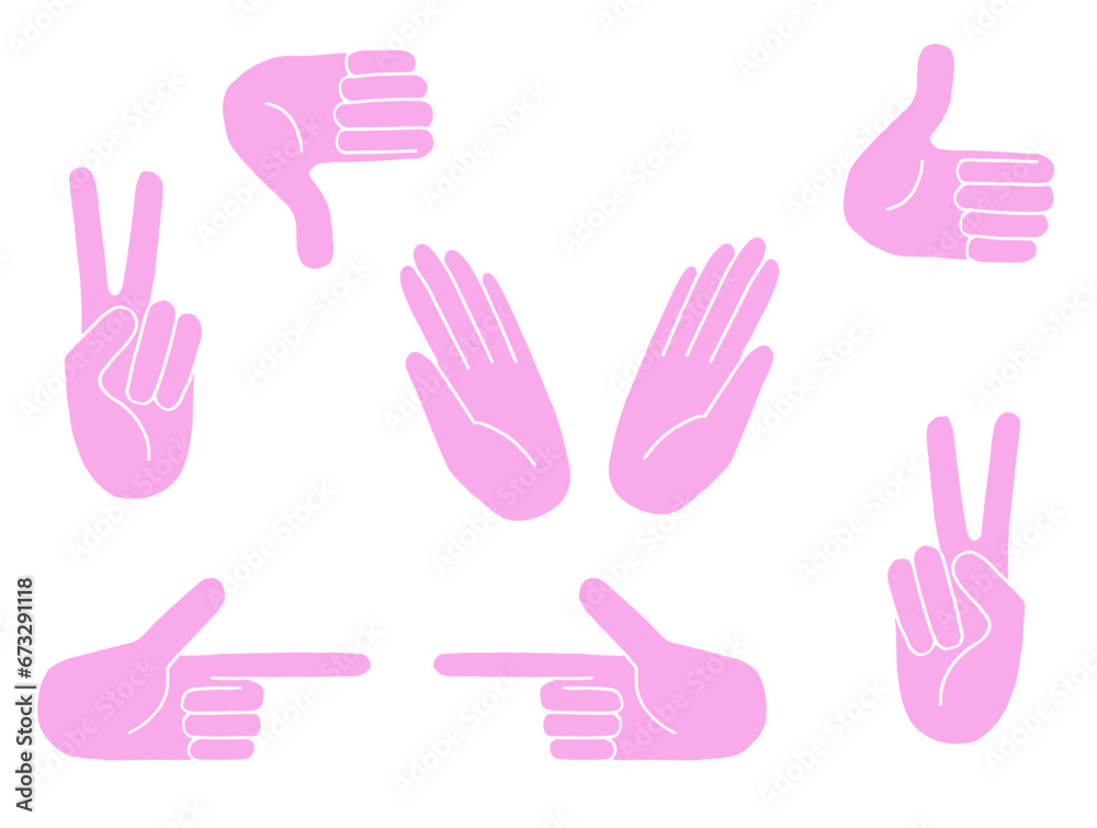 Obraz premium Hand gesture icon set of various shapes
