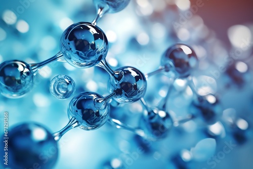 Hyaluronic acid molecules. Hydrated chemicals, molecular structure and blue spherical