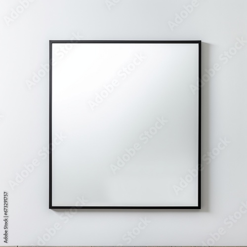 A minimalist square mirror with a black metal frame, capturing contemporary design, placed centrally on a bright - Image #4 @asad khan photo