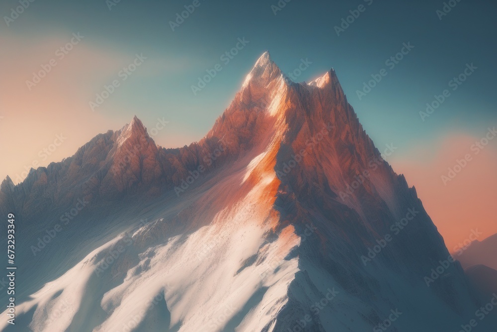 beautiful mountain landscape with snow beautiful mountain landscape with snow 3d illustration of a mountain landscape with a beautiful sunset