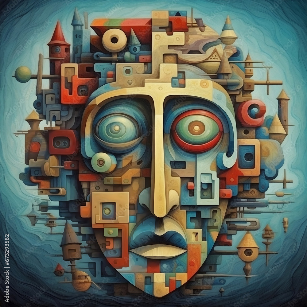 AI generated illustration of a surrealistic painting with abstract ...