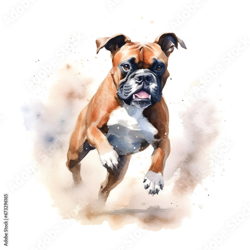 Boxer Dog Breed Watercolor Clipart Illustration