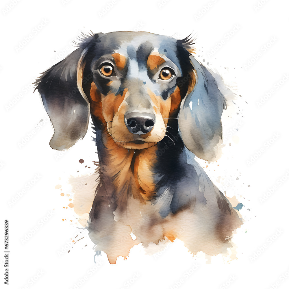 Dachshund Dog Breed Watercolor Clipart Illustration