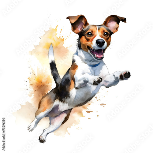 Jack Russell Terrier Dog Breed Watercolor Clipart Illustration
