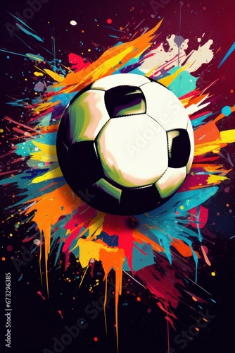 Colorful abstract soccer background. Soccer poster. Football background. Football poster  Generative AI