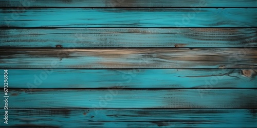 Turquoise wooden planks background. Wooden texture. Turquoise wood texture. Wood plank background, Generative AI
