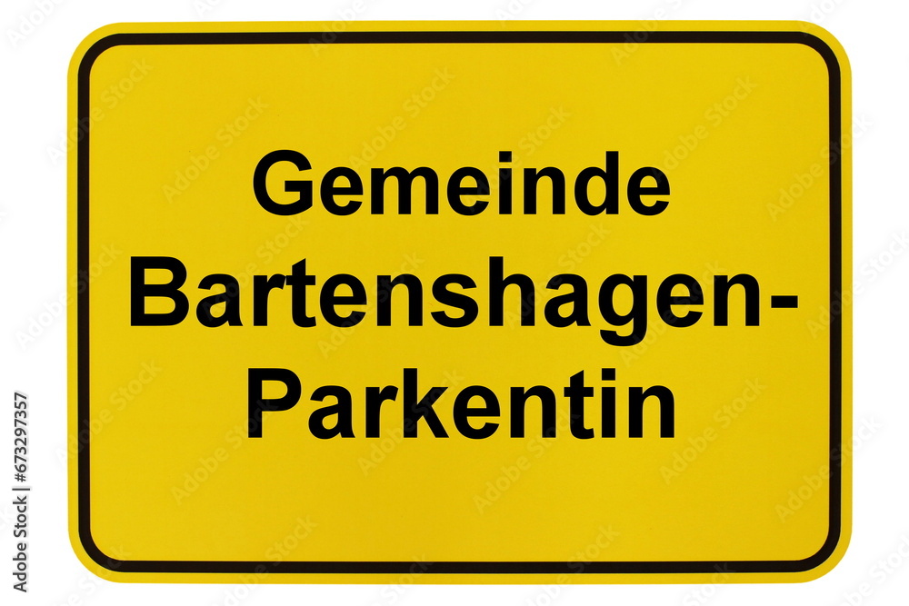 Illustration eines Ortsschildes der Gemeinde Bartenshagen-Parkentin  in Mecklenburg-Vorpommern