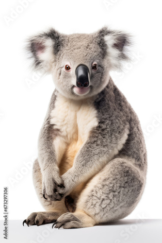 Young koala on white background