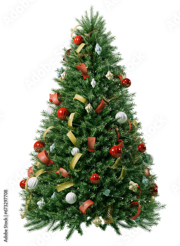 Beautiful christmas tree or decorative christmas tree isolated on transparency background. 