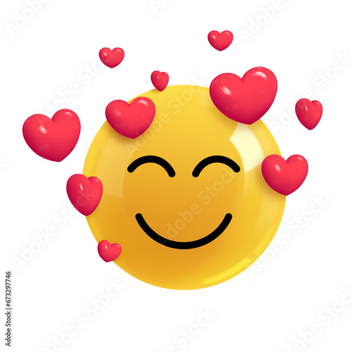 Emoji face happy lover. Emotion Realistic 3d Render. Icon Smile Emoji. EPS yellow glossy emoticons.