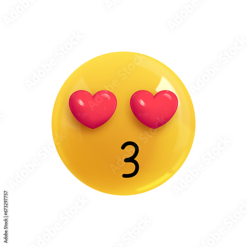 Emoji face the lover sends an air kiss. Emotion Realistic 3d Render. Icon Smile Emoji. PNG yellow glossy emoticons.