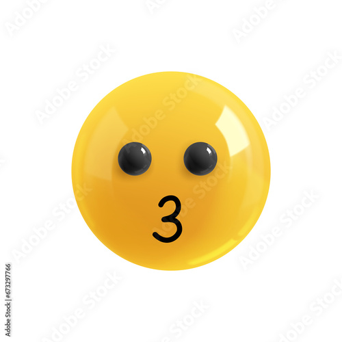 Emoji face the lover sends an air kiss. Emotion Realistic 3d Render. Icon Smile Emoji. PNG yellow glossy emoticons.