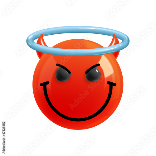 Emoji face evil sly smile. Emotion Realistic 3d Render. Icon Smile Emoji. PNG yellow glossy emoticons.