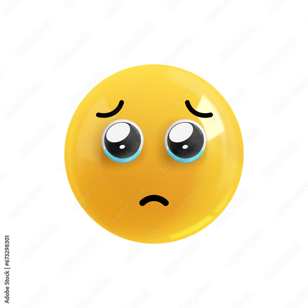 Emoji face offended tears in eyes. Realistic 3d design. Emoticon yellow glossy color. Icon in plastic cartoon style isolated on white background. PNG Emoji face offended tears in eyes. Realistic 3d design. Emoticon yellow glossy color. Icon in plastic cartoon style isolated on white background. PNG