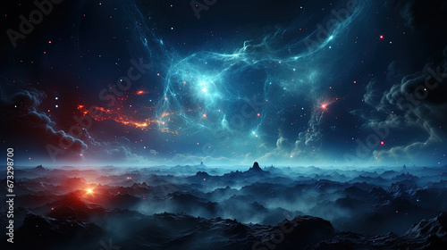 A Beautiful Bright Blue Nebula Landscape Background