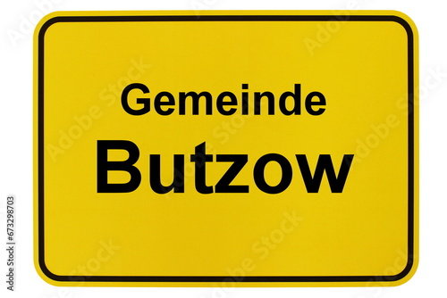 Illustration eines Ortsschildes der Gemeinde Butzow in Mecklenburg-Vorpommern
