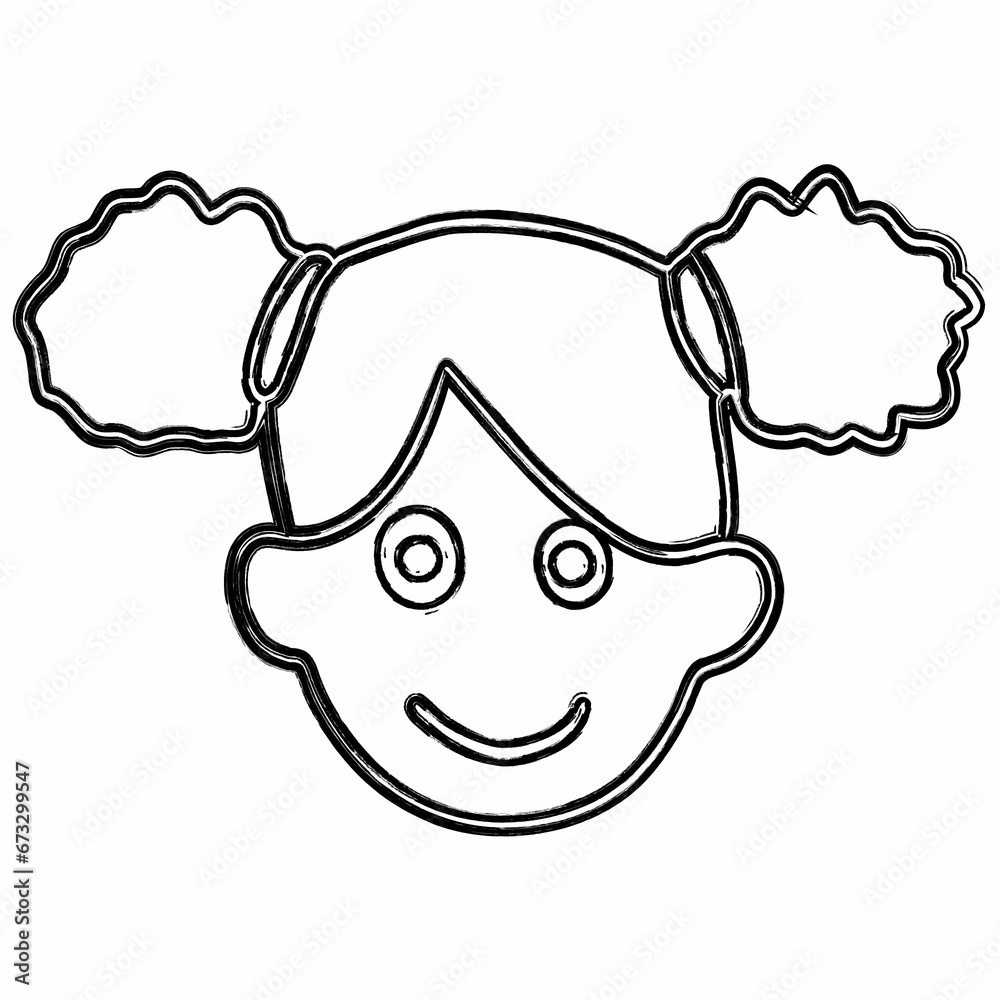 Girl's face drawing decoration design.