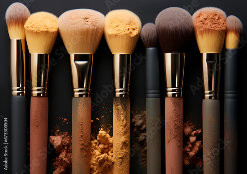 Elegant Makeup Brushes and Cosmetic Powder