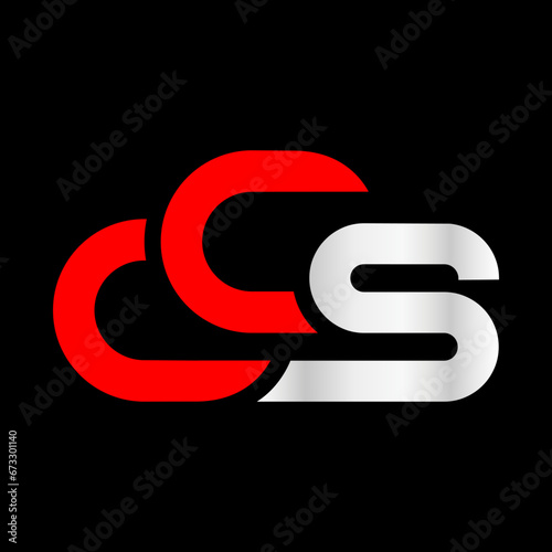 Alphabet CCS or SCC luxury initial letters brand monogram on black background.