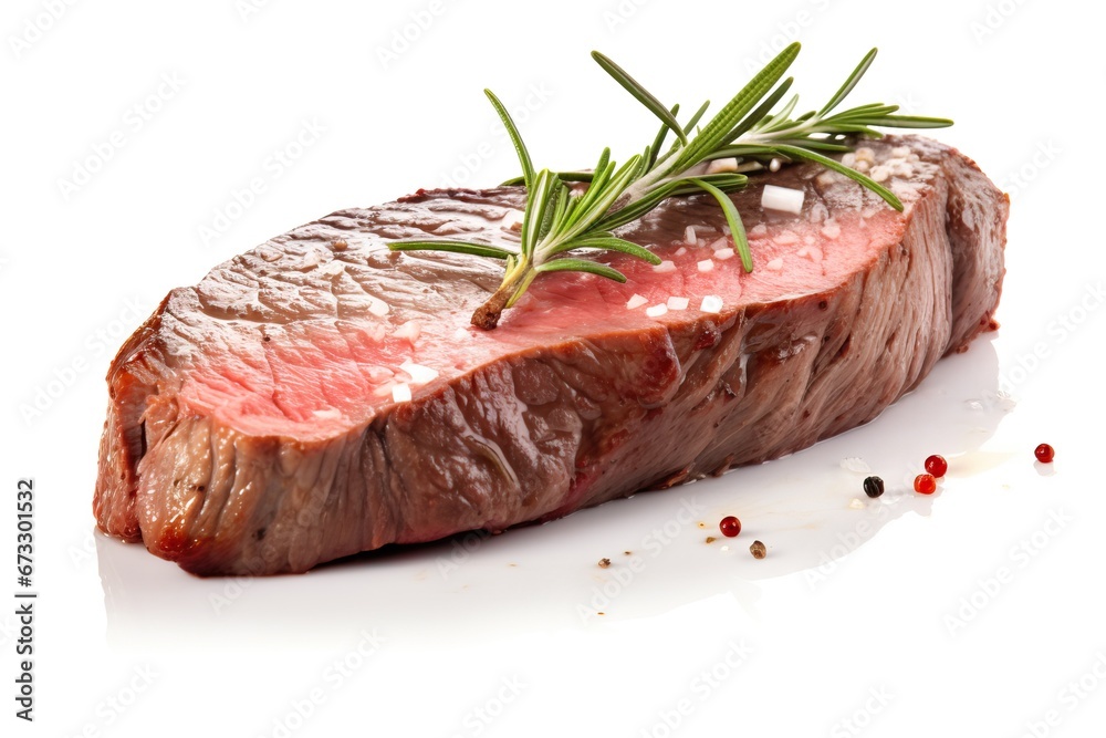 Fresh Raw Steak on Clean White Background