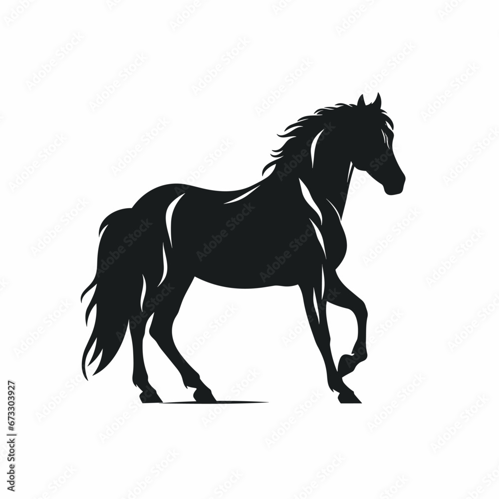 Horse black icon on white background. Horse silhouette