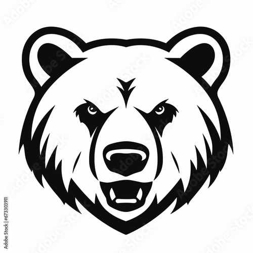 Grizzly bear black icon on white background. Grizzly bear silhouette