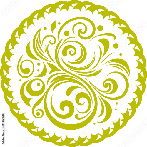 Vector illustration of an abstract circular mandala ornament in stencil format