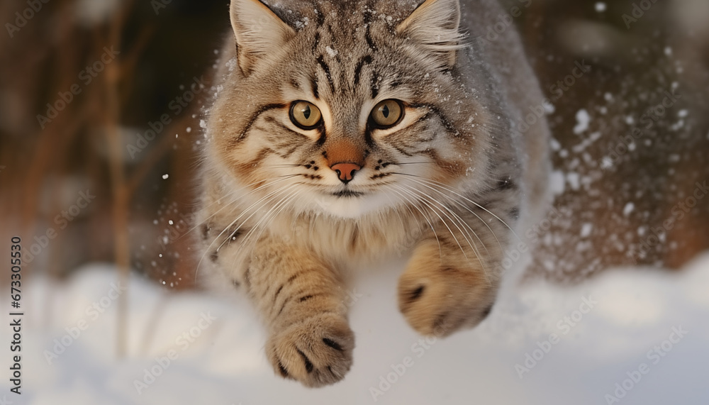 lynx in the snow, closeup
