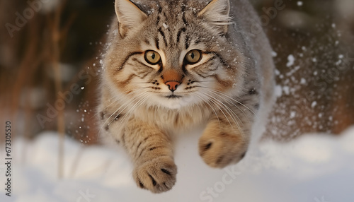 lynx in the snow, closeup © lichaoshu