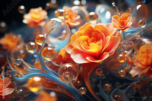 background with bubbles and flower © lichaoshu