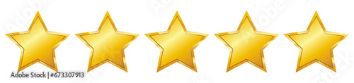 5 gold star for rating, vector