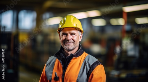 Portrait of male industrial worker indoors in factory. © CStock