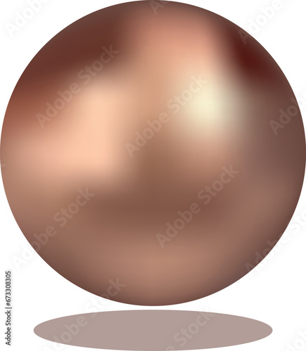 bronze metal ball on a transparent background