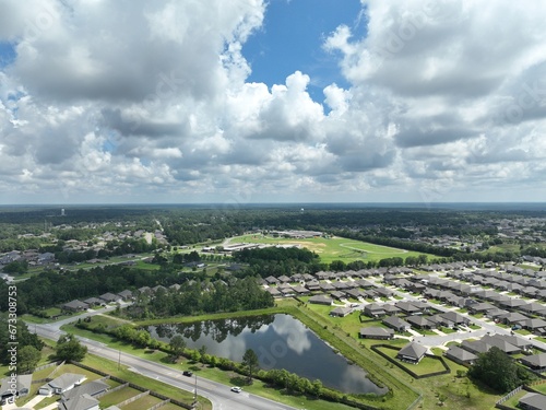 Clouds and panorama drone photography aerial view