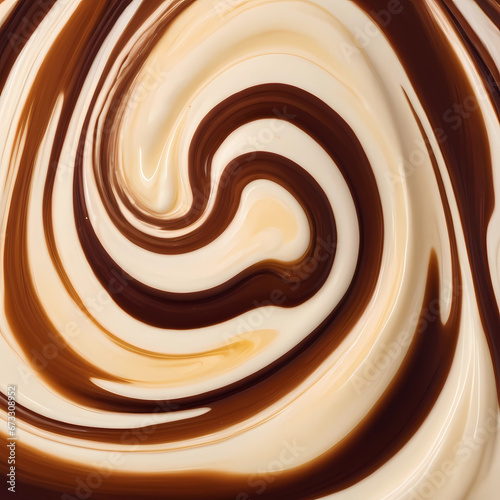 Chocolate vanilla cream swirl isolated on white background