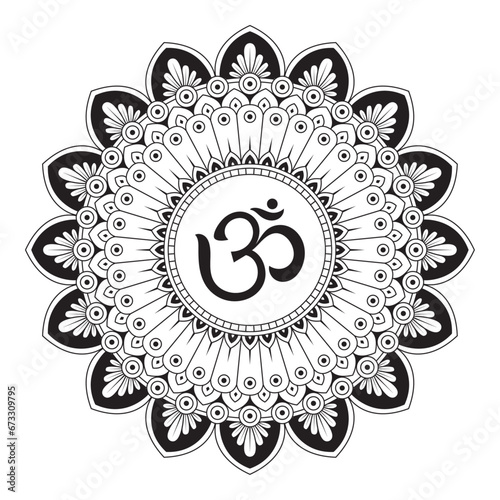 Hindu symbol Om mandala design vector illustration	