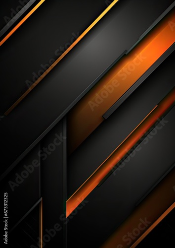 Luxury black overlapping layers background with orange