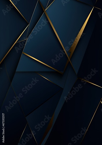Luxury dark blue abstract polygonal pattern on gold