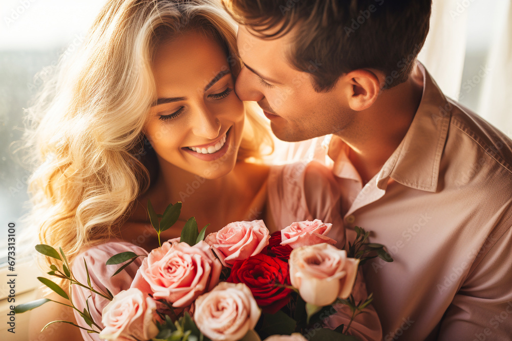 a couple in love celebrating valentine's day. AI generativ. a couple in love celebrating valentine's day. AI generativ.