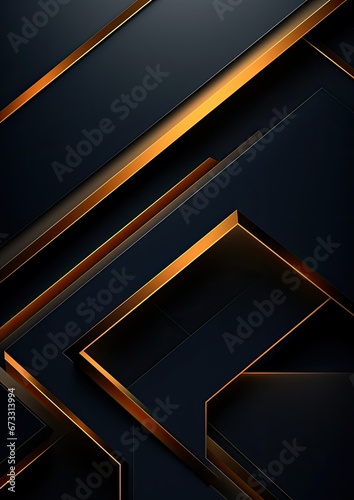 Overlapping layers of 3D orange gold luxury abstract