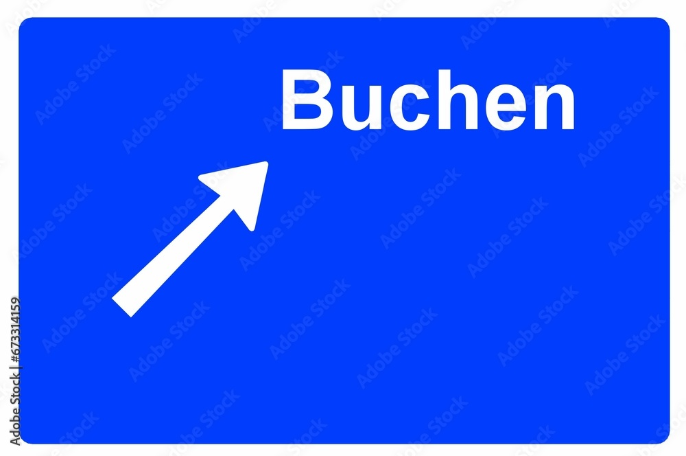 Illustration eines Autobahn-Ausfahrtschildes mit der Beschriftung Illustration eines Autobahn-Ausfahrtschildes mit der Beschriftung