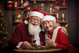 Happy senior couple celebrating Christmas 